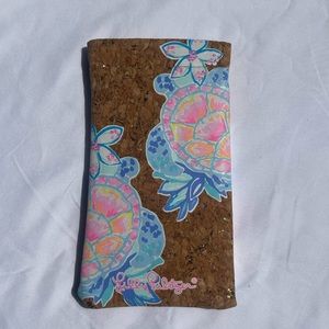Lilly Pulitzer Sunglass or Eyeglass Case in Cork with Sea Turtle Design